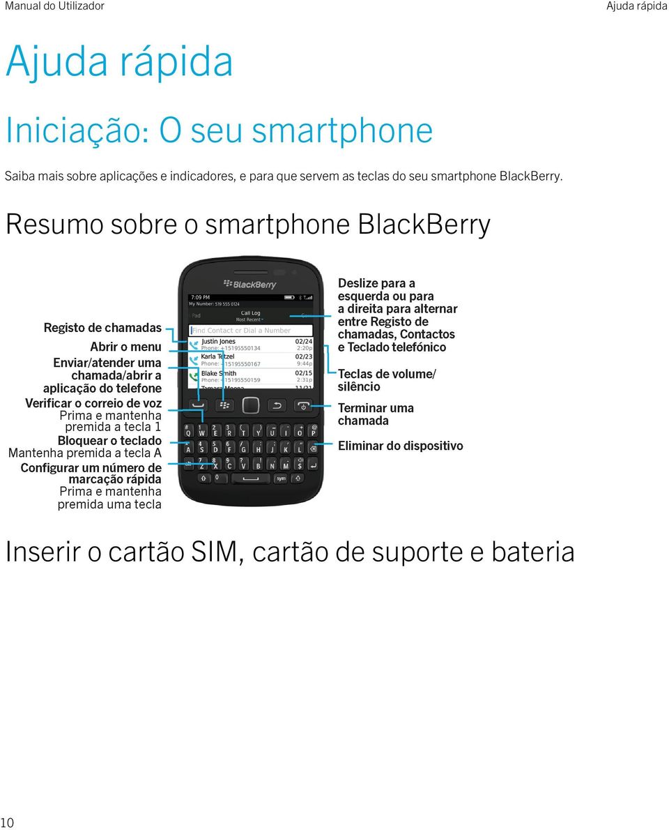 teclas do seu smartphone BlackBerry.