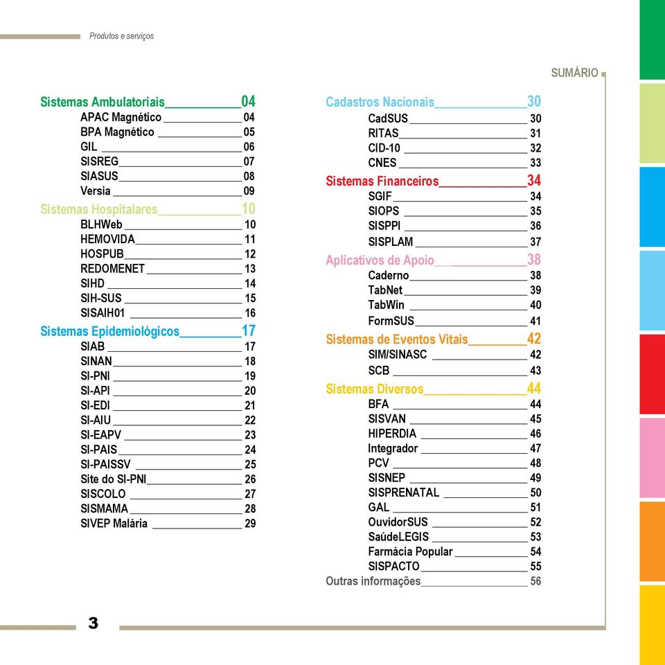 Malária 29 Cadastros Nacionais 30 CadSUS 30 RITAS 31 CID-10 32 CNES 33 Sistemas Financeiros 34 SGIF 34 SIOPS 35 SISPPI 36 SISPLAM 37 Aplicativos de Apoio 38 Caderno 38 TabNet 39 TabWin 40 FormSUS 41