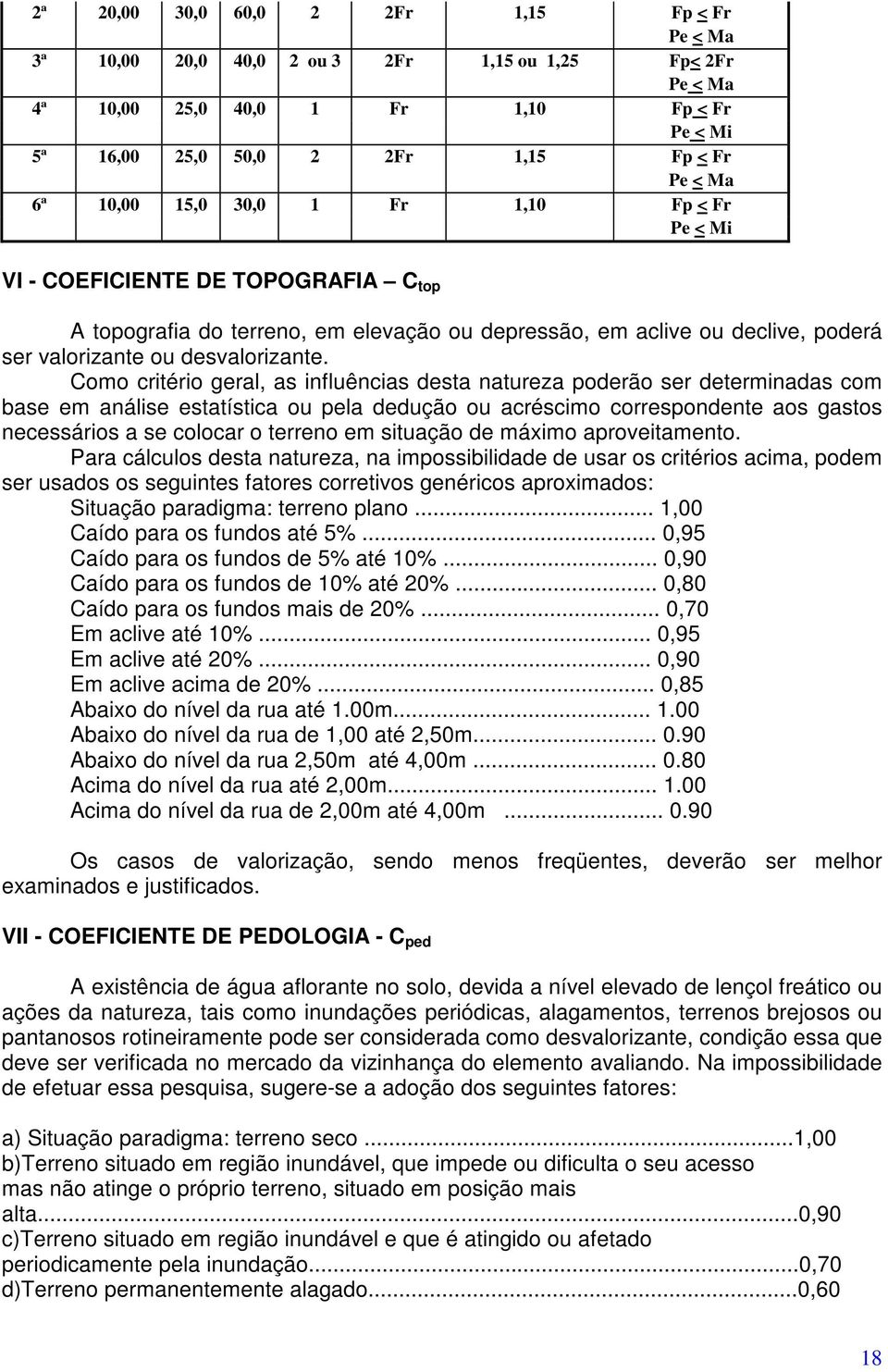 Como critério geral, as influências desta natureza poderão ser determinadas com base em análise estatística ou pela dedução ou acréscimo correspondente aos gastos necessários a se colocar o terreno