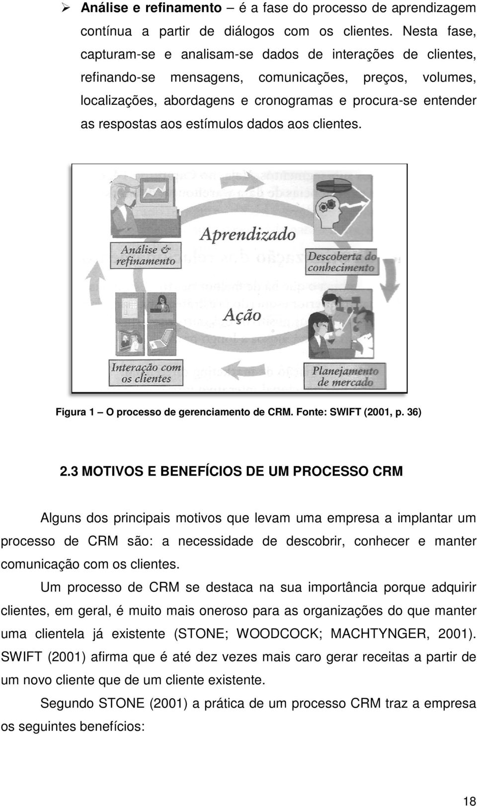 respostas aos estímulos dados aos clientes. Figura 1 O processo de gerenciamento de CRM. Fonte: SWIFT (2001, p. 36) 2.