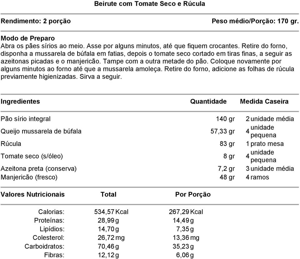 Coloque novamente por alguns minutos ao forno até que a mussarela amoleça. Retire do forno, adicione as folhas de rúcula previamente higienizadas. Sirva a seguir.