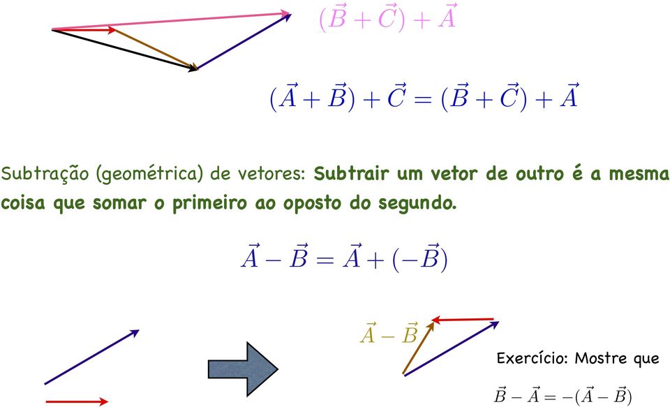 é a mesma coisa que somar o primeiro ao oposto do segundo.