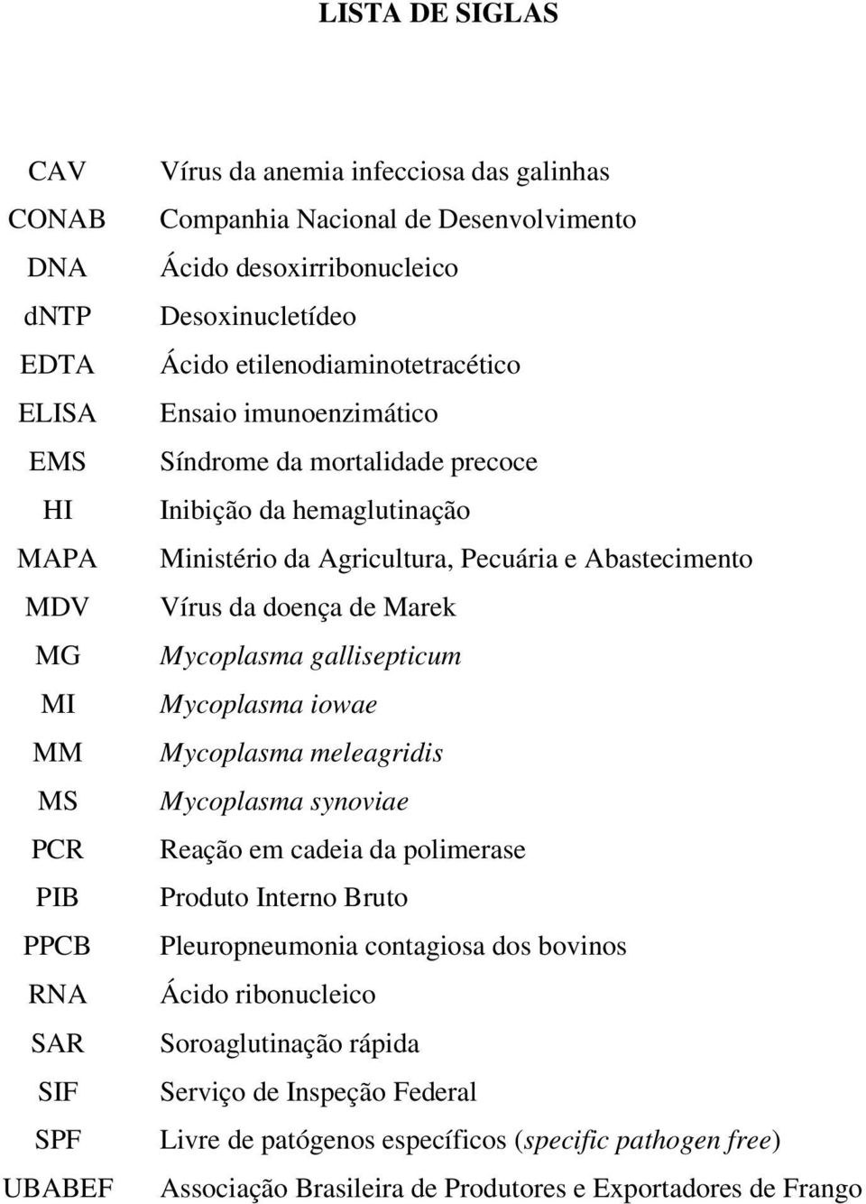 Abastecimento Vírus da doença de Marek Mycoplasma gallisepticum Mycoplasma iowae Mycoplasma meleagridis Mycoplasma synoviae Reação em cadeia da polimerase Produto Interno Bruto Pleuropneumonia