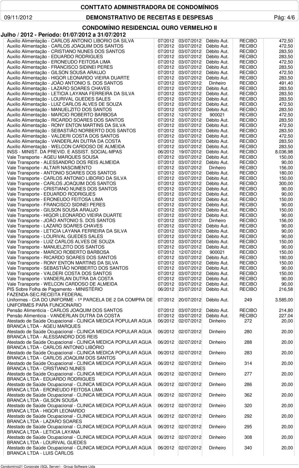 RECIBO 283,50 Auxilio Alimentação - EDUARDO RODRIGUES 03/ Débito Aut. RECIBO 283,50 Auxilio Alimentação - ERONEUDO FEITOSA LIMA 03/ Débito Aut.