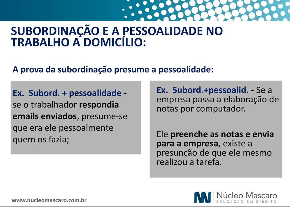 + pessoalidade - se o trabalhador respondia emails enviados, presume-se que era ele pessoalmente quem