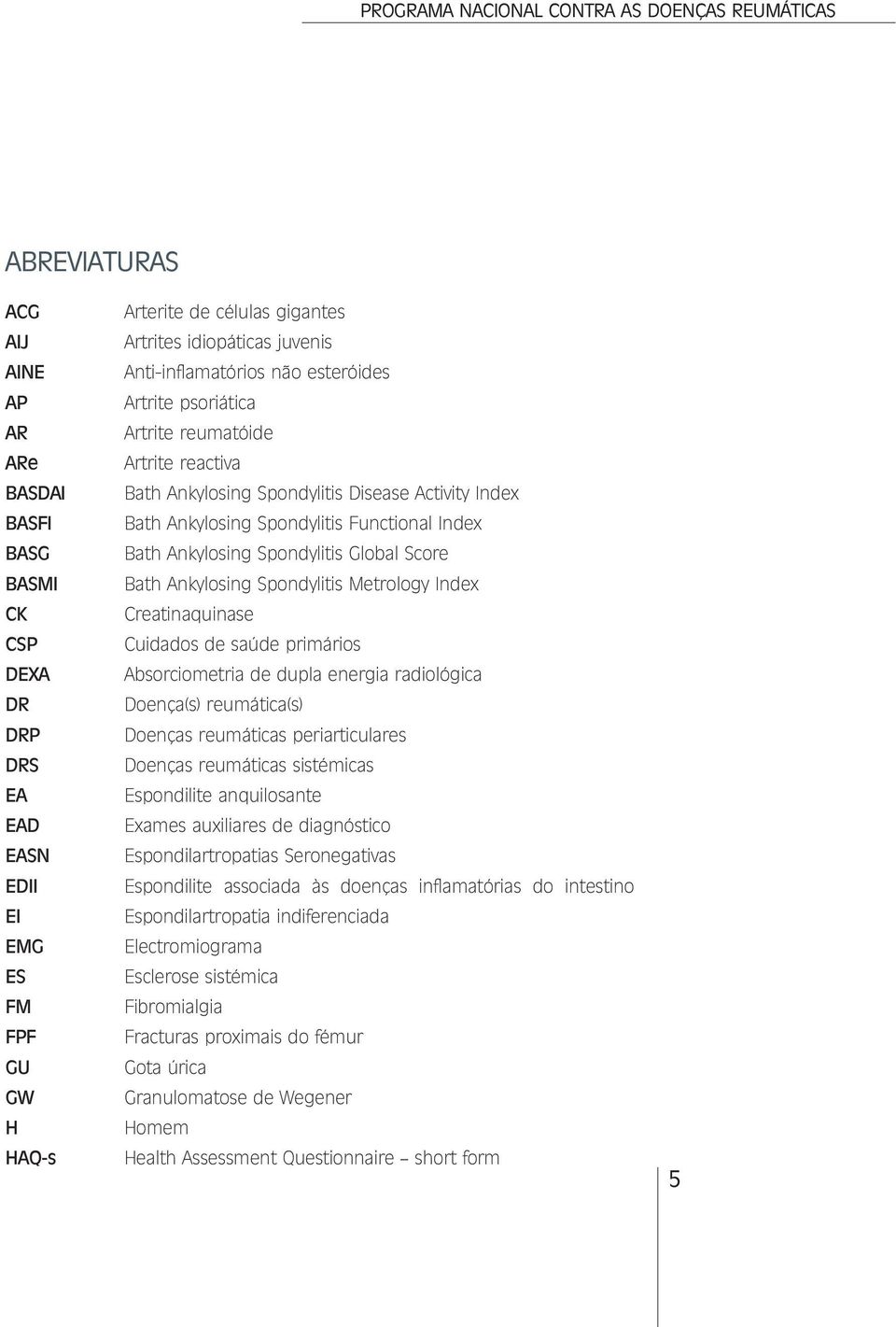 Ankylosing Spondylitis Global Score Bath Ankylosing Spondylitis Metrology Index Creatinaquinase Cuidados de saúde primários Absorciometria de dupla energia radiológica Doença(s) reumática(s) Doenças