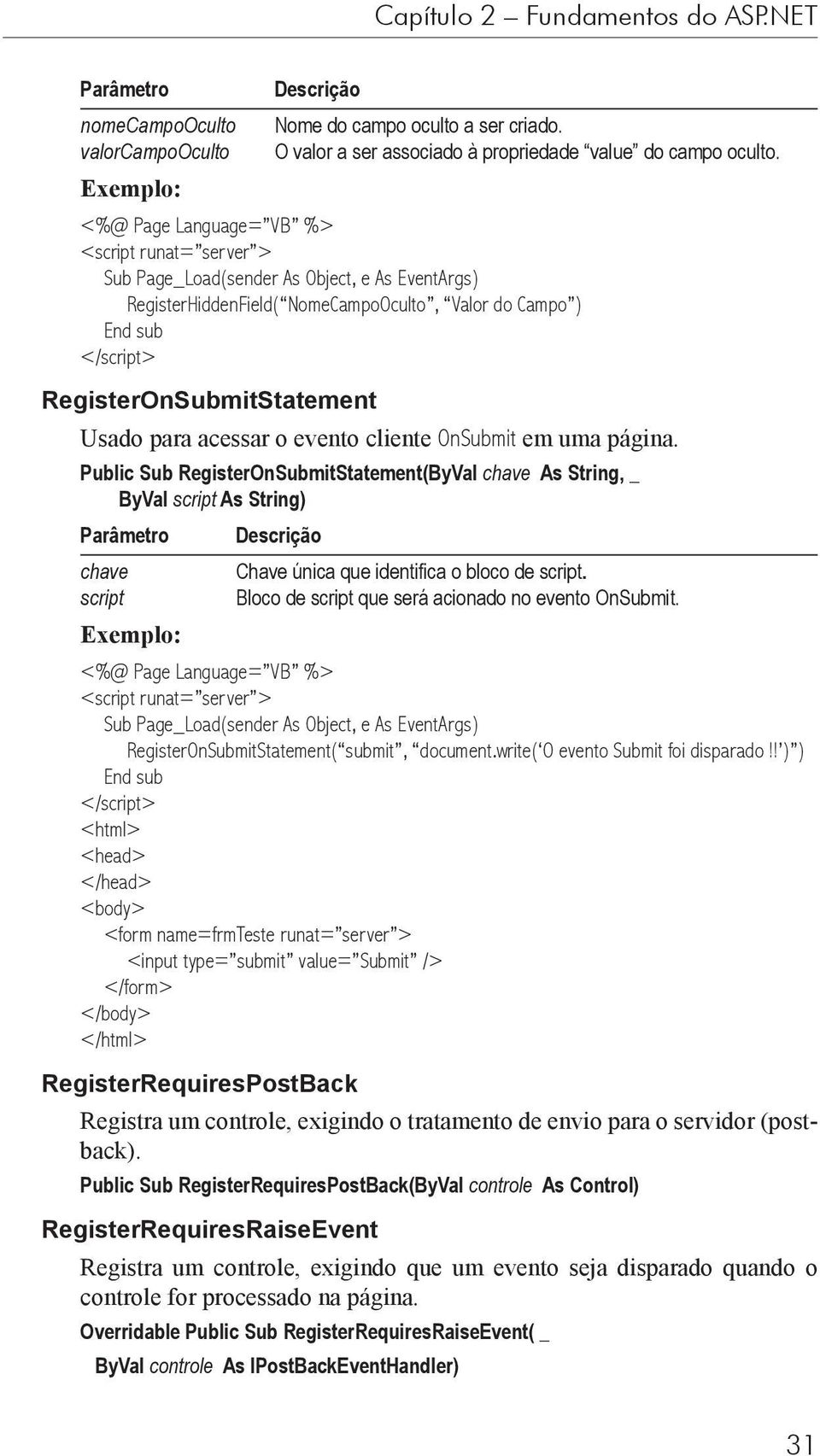 Usado para acessar o evento cliente OnSubmit em uma página.