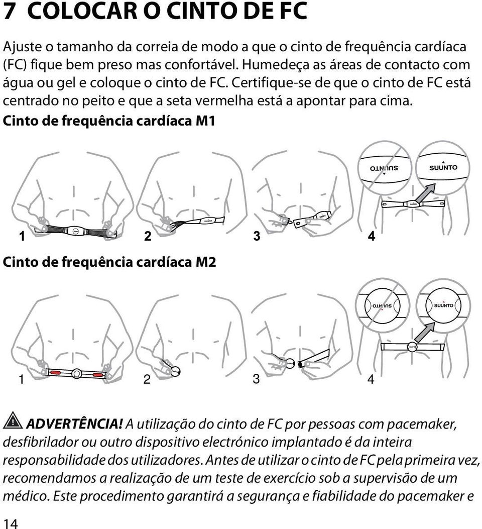 Cinto de frequência cardíaca M1 Cinto de frequência cardíaca M2 1 2 3 4 ADVERTÊNCIA!