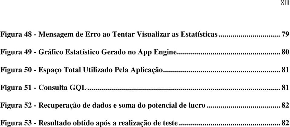 .. 80 Figura 50 - Espaço Total Utilizado Pela Aplicação... 81 Figura 51 - Consulta GQL.