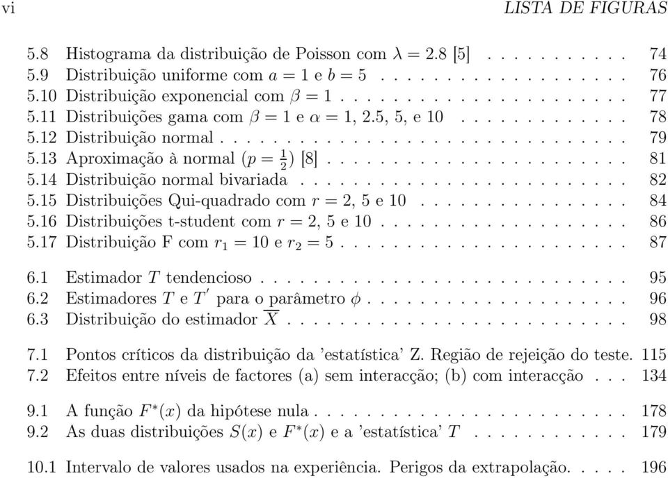 14 Distribuição normal bivariada......................... 82 5.15 Distribuições Qui-quadrado com r =2, 5 e 10................ 84 5.16 Distribuições t-student com r =2, 5 e 10................... 86 5.