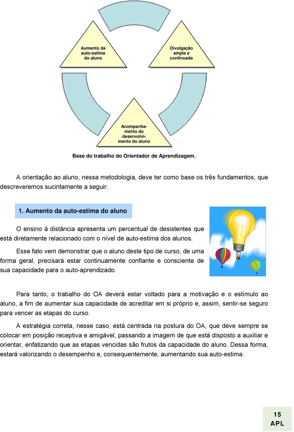 Aumento da auto-estima do aluno O ensino à distância apresenta um percentual de desistentes que está diretamente relacionado com o nível de auto-estima dos alunos.