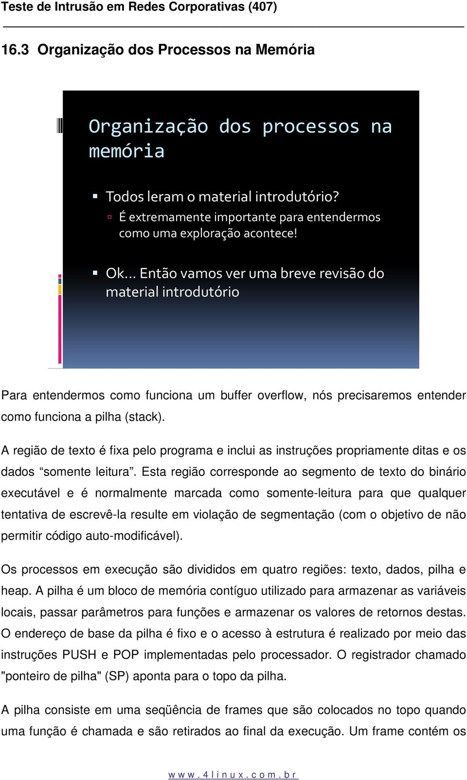 A região de texto é fixa pelo programa e inclui as instruções propriamente ditas e os dados somente leitura.