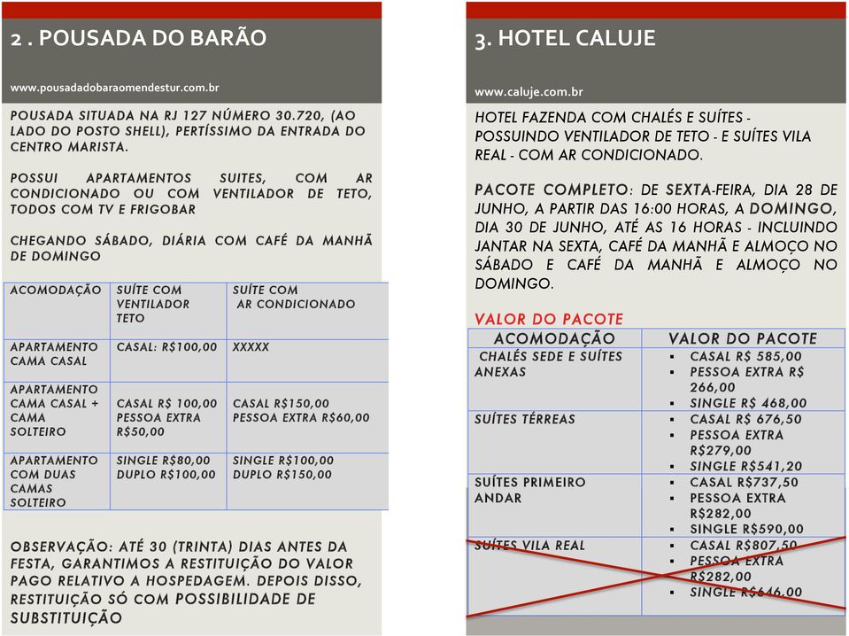 SOLTEIRO SUÍTE COM VENTILADOR TETO CASAL: R$100,00 CASAL R$ 100,00 PESSOA R$50,00 SINGLE R$80,00 DUPLO R$100,00 SUÍTE COM AR CONDICIONADO XXXXX CASAL R$150,00 PESSOA R$60,00 SINGLE R$100,00 DUPLO