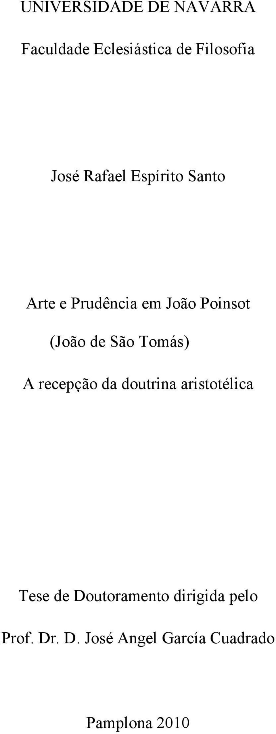 São Tomás) A recepção da doutrina aristotélica Tese de