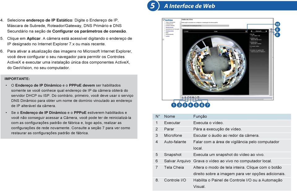 Para ativar a atualização das imagens no Microsoft Internet Explorer, você deve configurar o seu navegador para permitir os Controles ActiveX e executar uma instalação única dos componentes ActiveX,