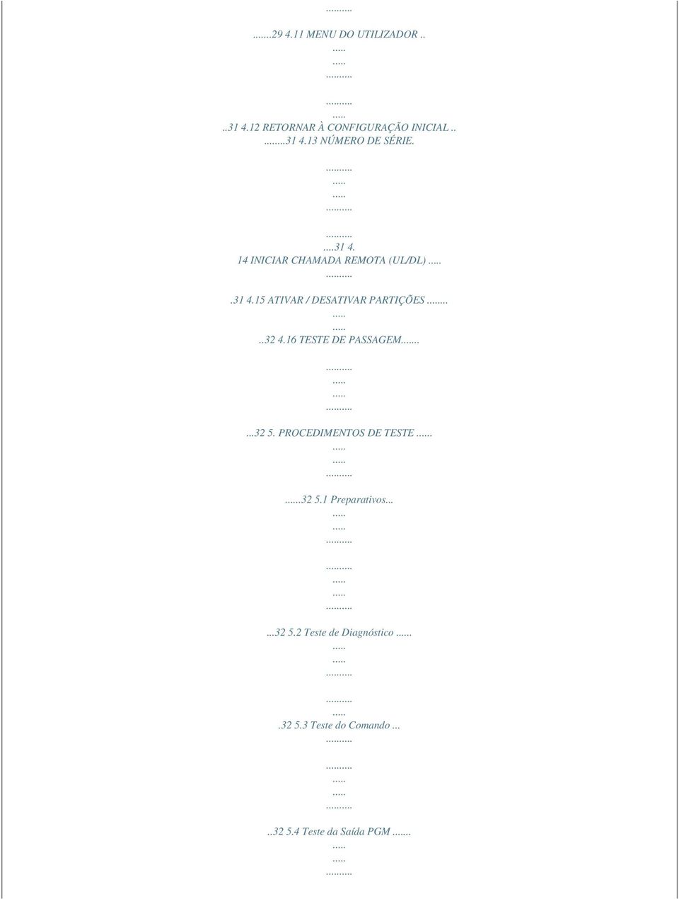 16 TESTE DE PASSAGEM.....32 5. PROCEDIMENTOS DE TESTE..32 5.1 Preparativos......32 5.2 Teste de Diagnóstico.