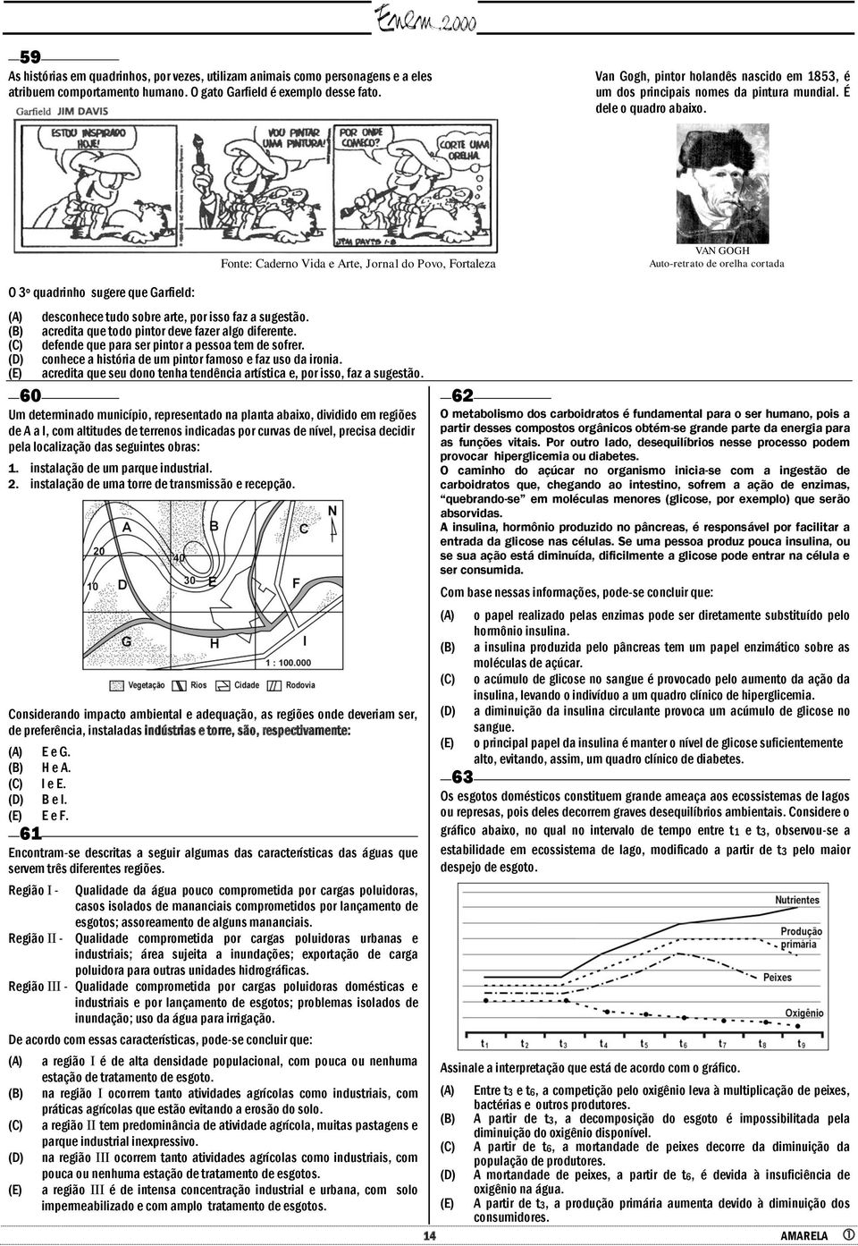 Fonte: Caderno Vida e Arte, Jornal do Povo, Fortaleza VAN GOGH Auto-retrato de orelha cortada O 3º quadrinho sugere que Garfield: desconhece tudo sobre arte, por isso faz a sugestão.