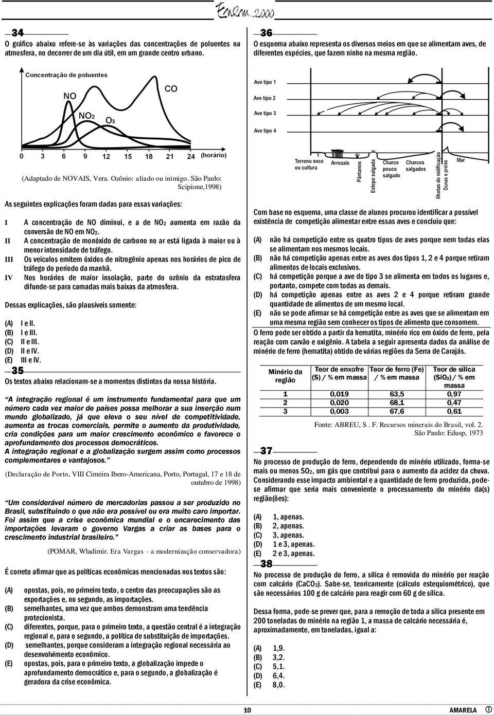 São Paulo: Scipione,1998) As seguintes explicações foram dadas para essas variações: V A concentração de NO diminui, e a de NO2 aumenta em razão da conversão de NO em NO2.