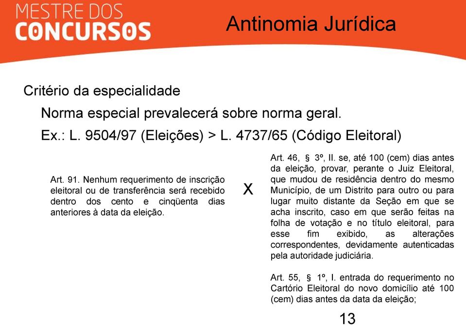 se, até 100 (cem) dias antes da eleição, provar, perante o Juiz Eleitoral, que mudou de residência dentro do mesmo Município, de um Distrito para outro ou para lugar muito distante da Seção em que se