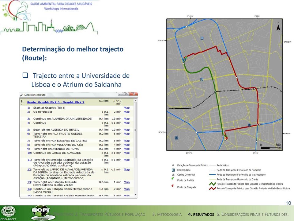 Rota: Tempo Distância Cidadãos Sem Deficiência Motora