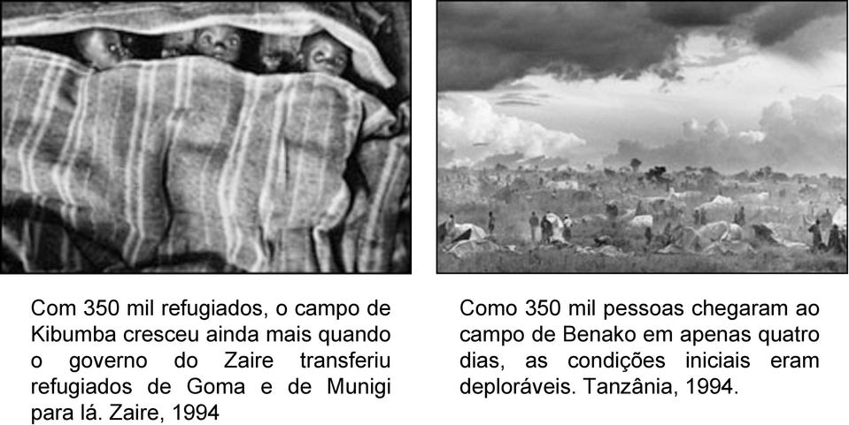 Zaire, 1994 Como 350 mil pessoas chegaram ao campo de Benako em