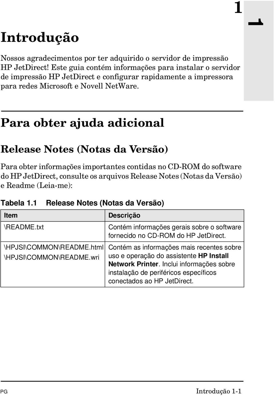 Para obter ajuda adicional Release Notes (Notas da Versão) Para obter informações importantes contidas no CD-ROM do software do HP JetDirect, consulte os arquivos Release Notes (Notas da Versão) e