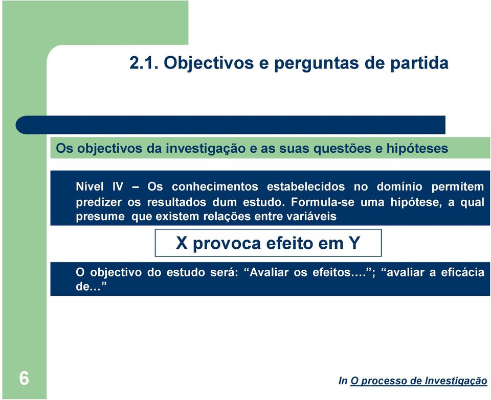 Formula-se uma hipótese, a qual presume que existem relações entre variáveis X provoca