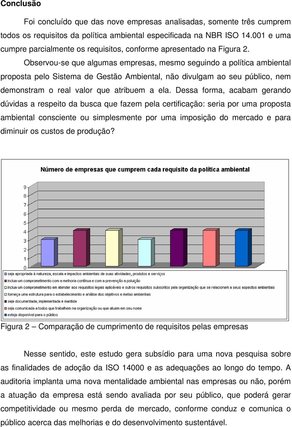 Observou-se que algumas empresas, mesmo seguindo a política ambiental proposta pelo Sistema de Gestão Ambiental, não divulgam ao seu público, nem demonstram o real valor que atribuem a ela.