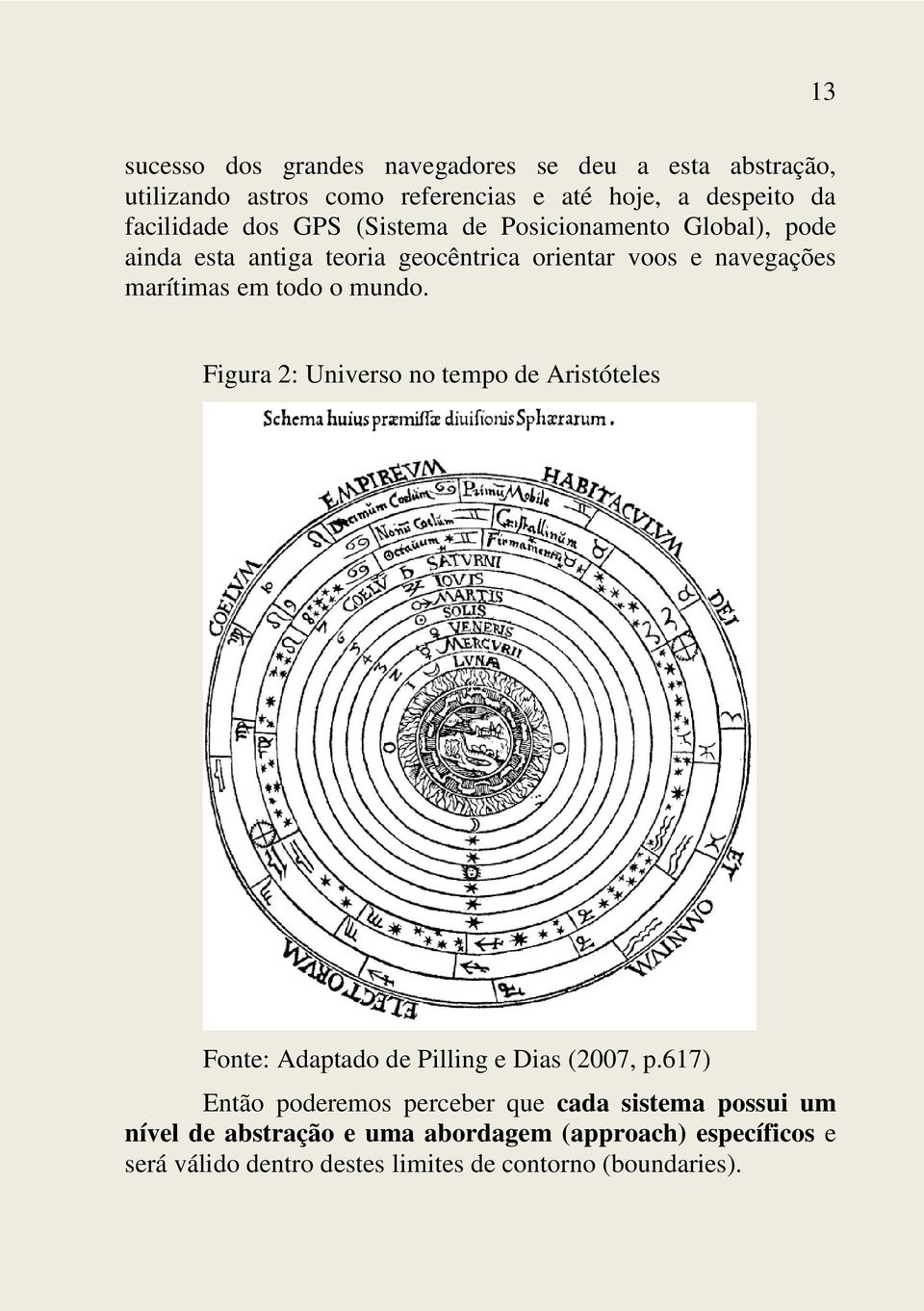 mundo. Figura 2: Universo no tempo de Aristóteles Fonte: Adaptado de Pilling e Dias (2007, p.