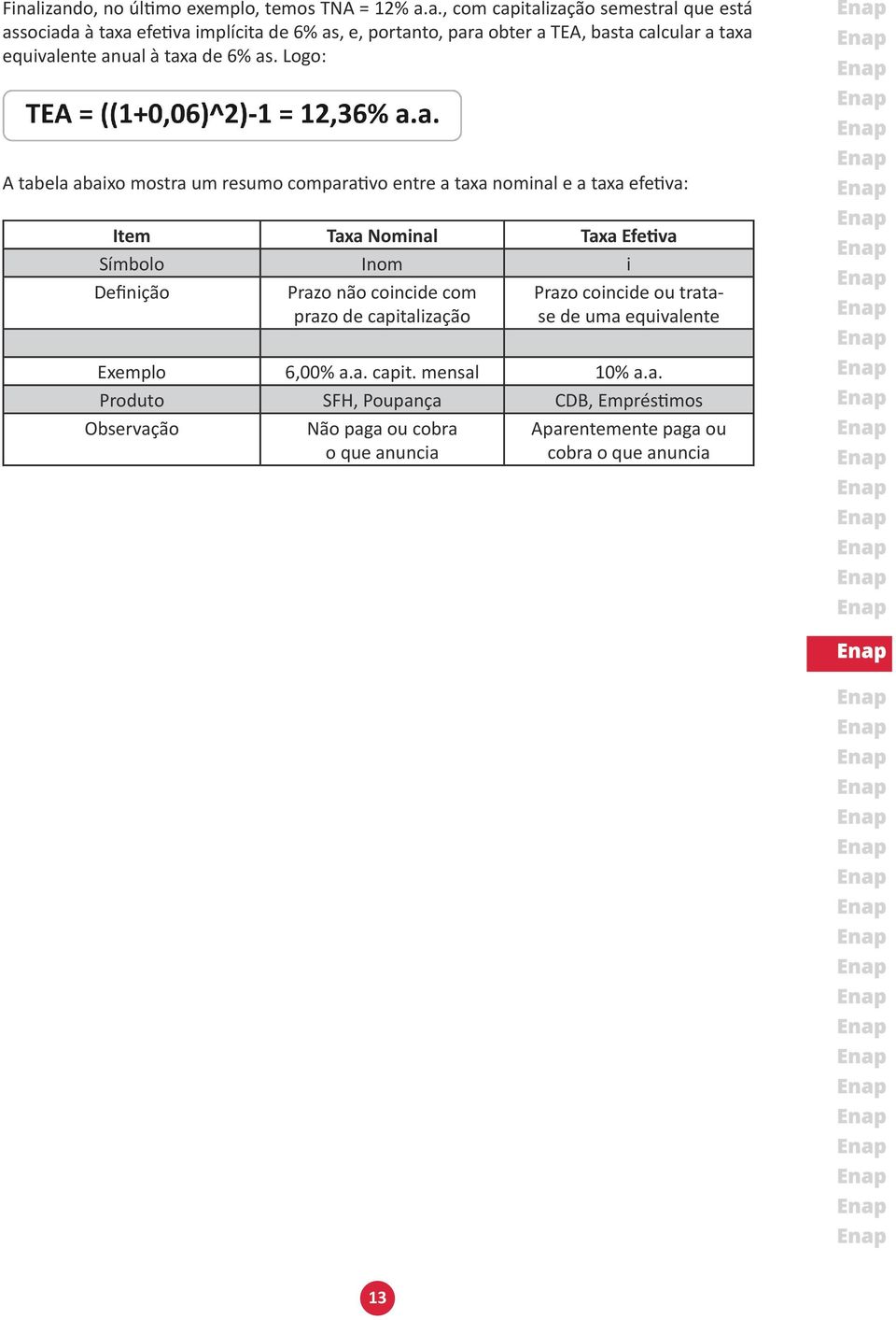 Logo: A tabela abaixo mostra um resumo comparativo entre a taxa nominal e a taxa efetiva: Item Taxa Nominal Taxa Efetiva Símbolo Inom i Definição Prazo não