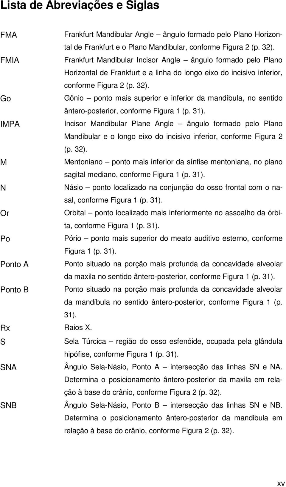 Go Gônio ponto mais superior e inferior da mandíbula, no sentido ântero-posterior, conforme Figura 1 (p. 31).