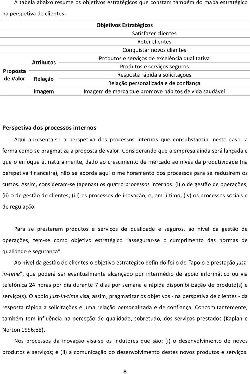 de marca que promove hábitos de vida saudável Perspetiva dos processos internos Aqui apresenta se a perspetiva dos processos internos que consubstancia, neste caso, a forma como se pragmatiza a