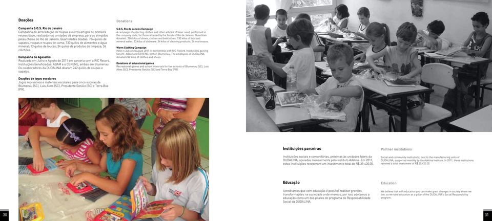 Campanha do Agasalho Realizada em Julho e Agosto de 2011 em parceria com a RIC Record. Instituições beneficiadas: ABAM e o CERENE, ambas em Blumenau.
