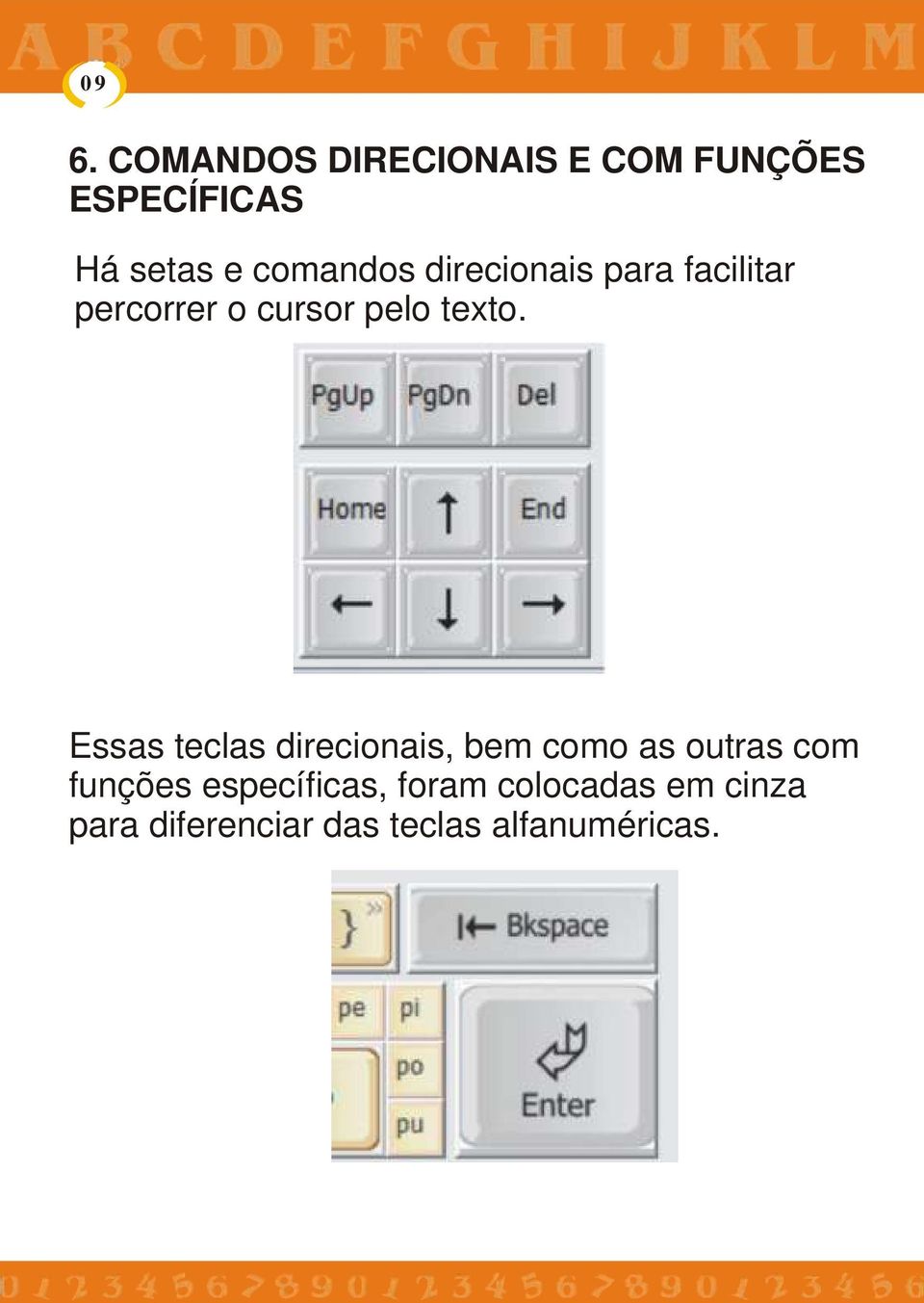 Essas teclas direcionais, bem como as outras com funções