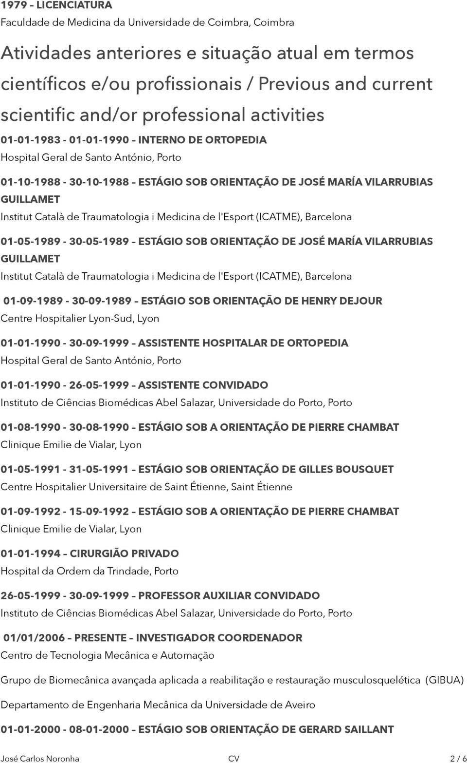 Català de Traumatologia i Medicina de l'esport (ICATME), Barcelona 01-05-1989-30-05-1989 ESTÁGIO SOB ORIENTAÇÃO DE JOSÉ MARÍA VILARRUBIAS GUILLAMET Institut Català de Traumatologia i Medicina de
