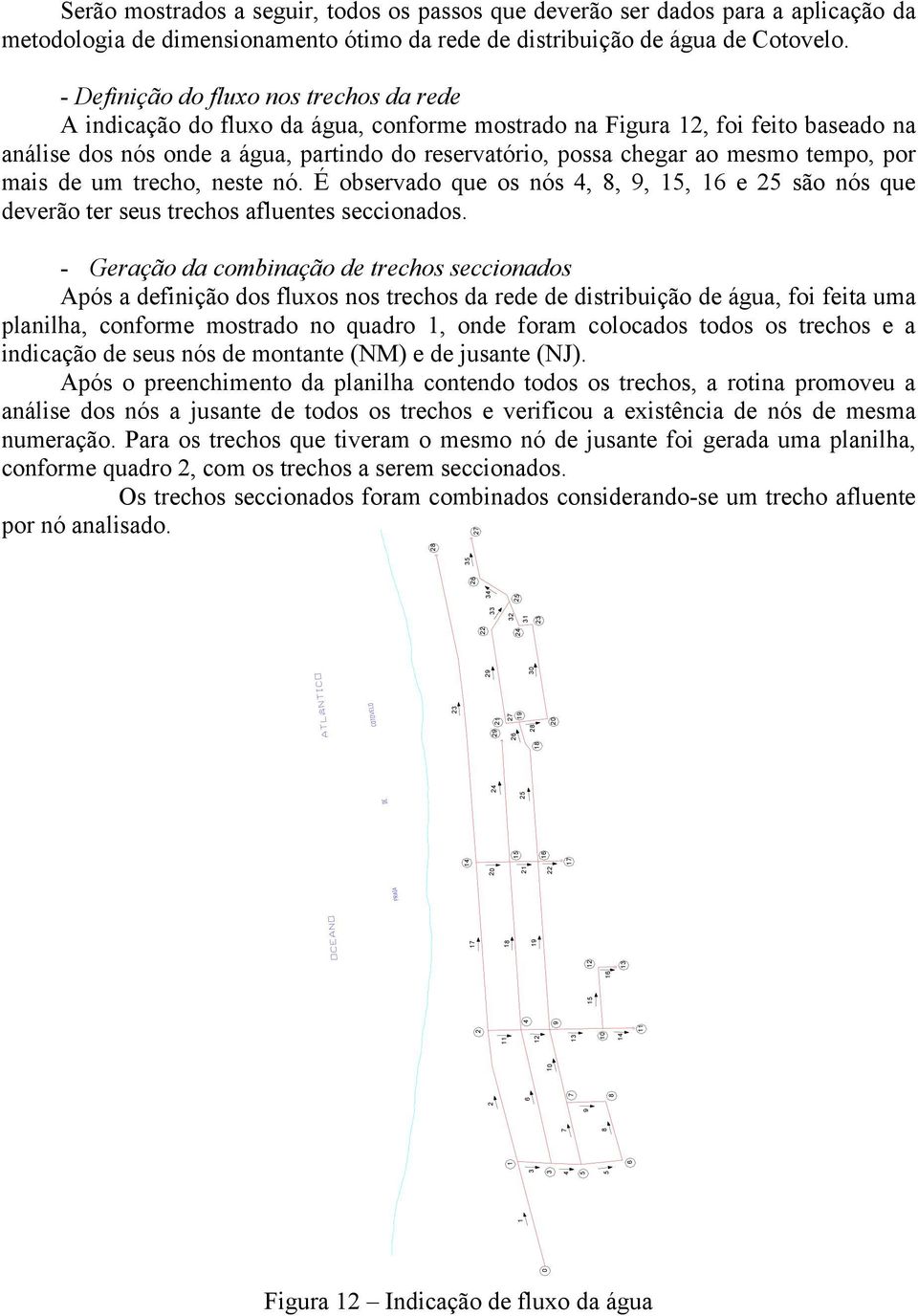 tempo, por mais de um trecho, neste nó. É observado que os nós,,,, e são nós que deverão ter seus trechos afluentes seccionados.