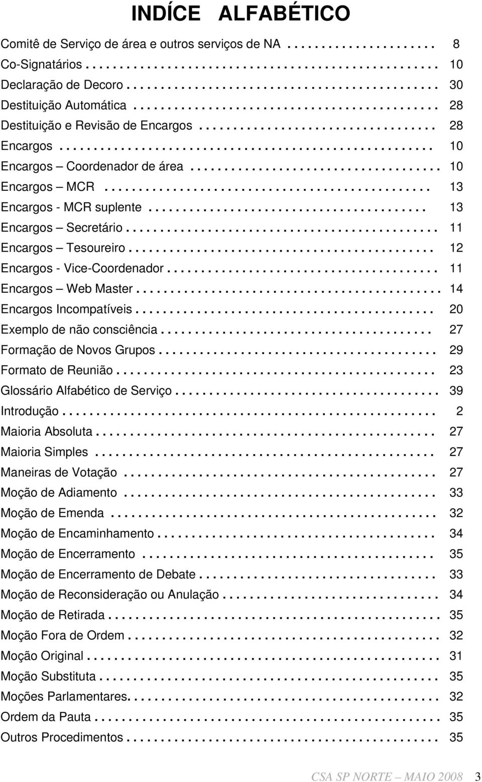 ...................................................... 10 Encargos Coordenador de área..................................... 10 Encargos MCR................................................ 13 Encargos - MCR suplente.