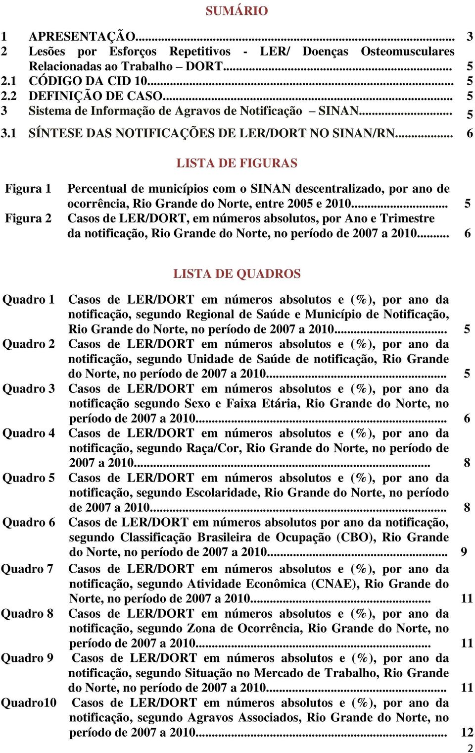 .. 6 LISTA DE FIGURAS Figura 1 Figura 2 Percentual de municípios com o SINAN descentralizado, por ano de ocorrência, Rio Grande do Norte, entre 2005 e 2010.