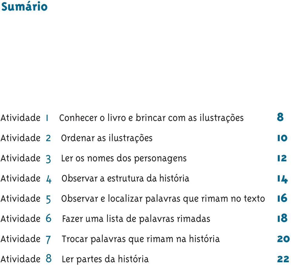 Observar e localizar palavras que rimam no texto Atividade 6 Fazer uma lista de palavras rimadas