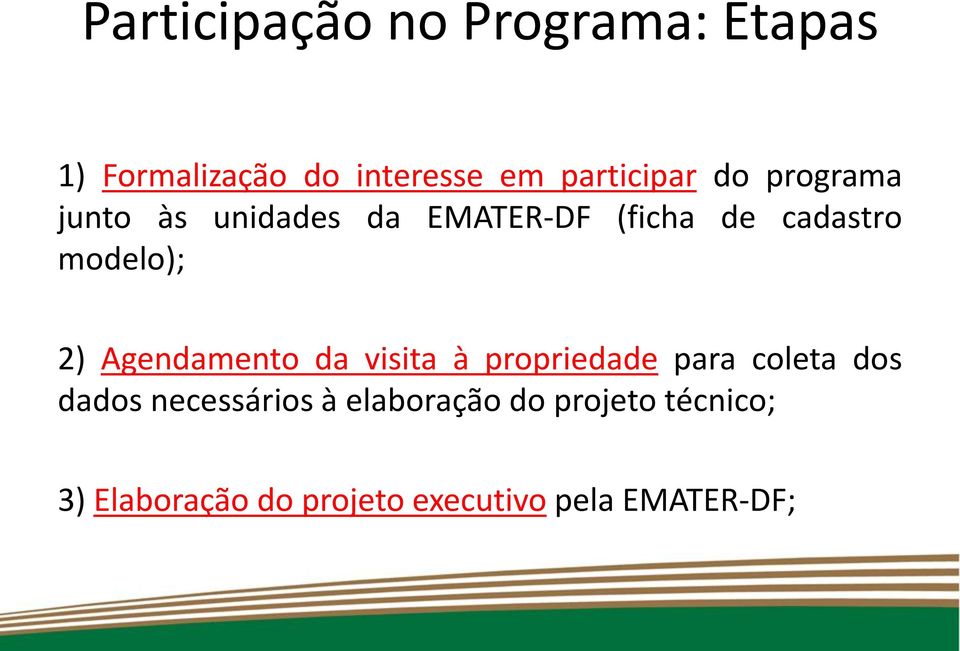 Agendamento da visita à propriedade para coleta dos dados necessários à