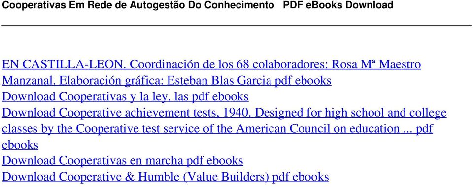 Elaboración gráfica: Esteban Blas Garcia pdf ebooks Download Cooperativas y la ley, las pdf ebooks Download Cooperative achievement tests,