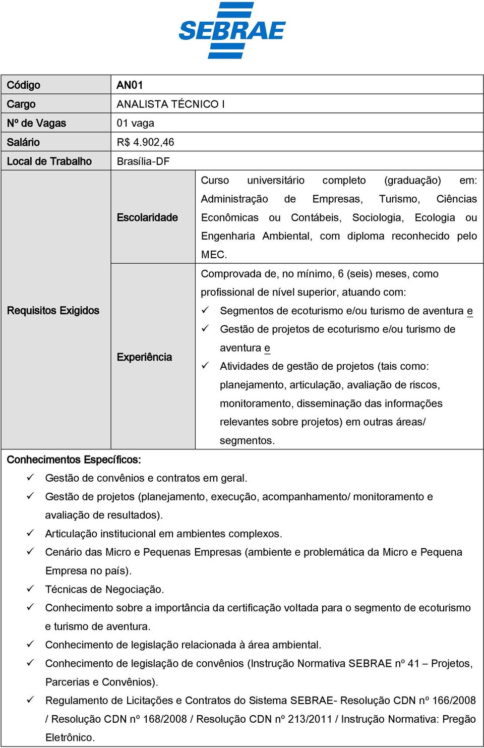 Ambiental, com diploma reconhecido pelo MEC.