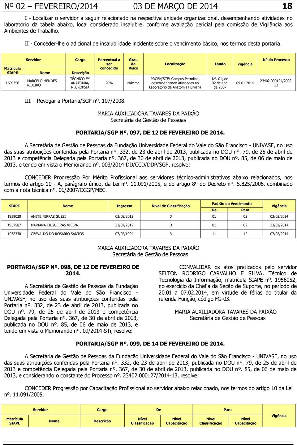 II - Conceder-lhe o adicional de insalubridade incidente sobre o vencimento básico, nos termos desta portaria.