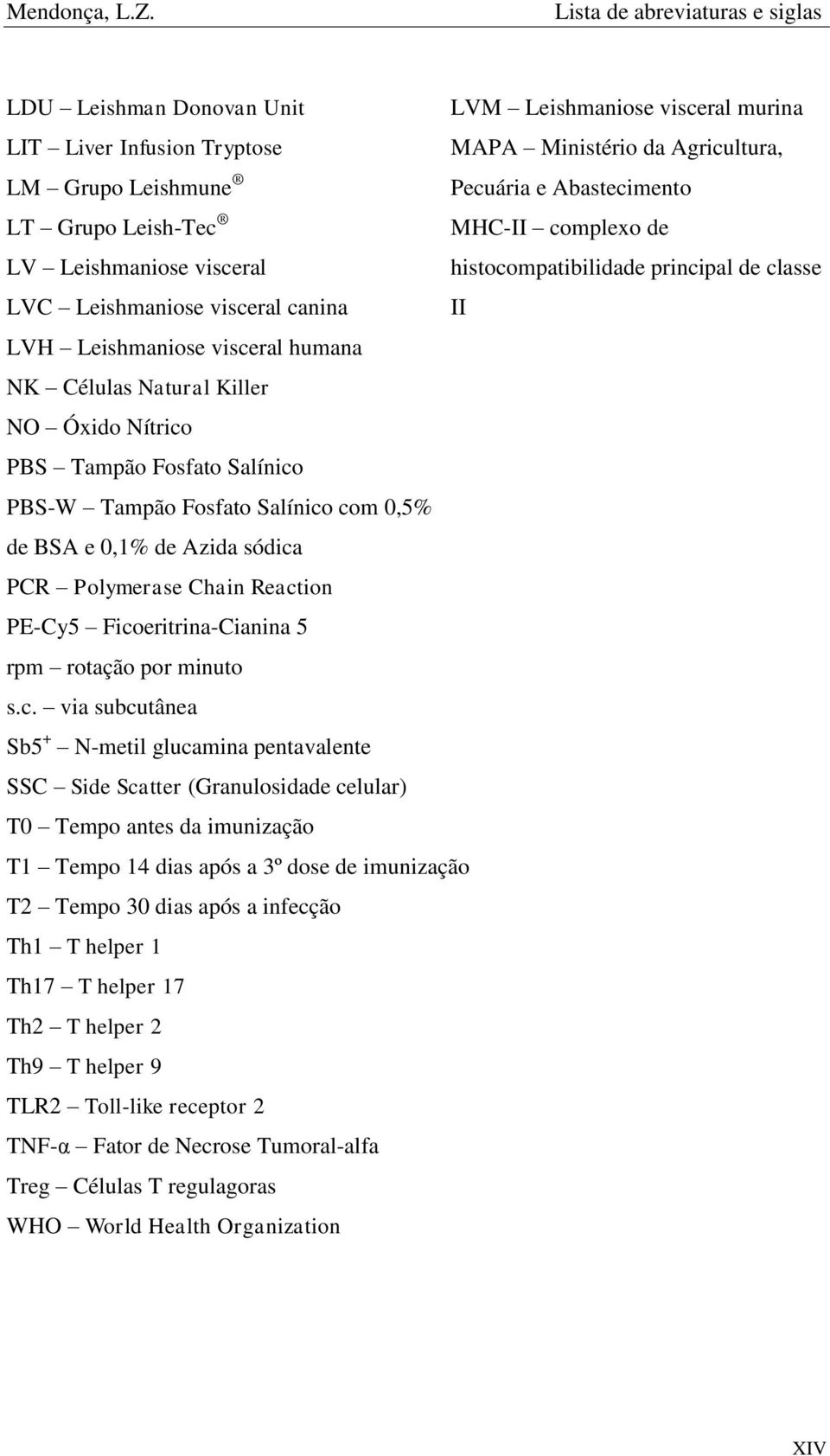 Grupo Leish-Tec MHC-II complexo de LV Leishmaniose visceral histocompatibilidade principal de classe LVC Leishmaniose visceral canina II LVH Leishmaniose visceral humana NK Células Natural Killer NO