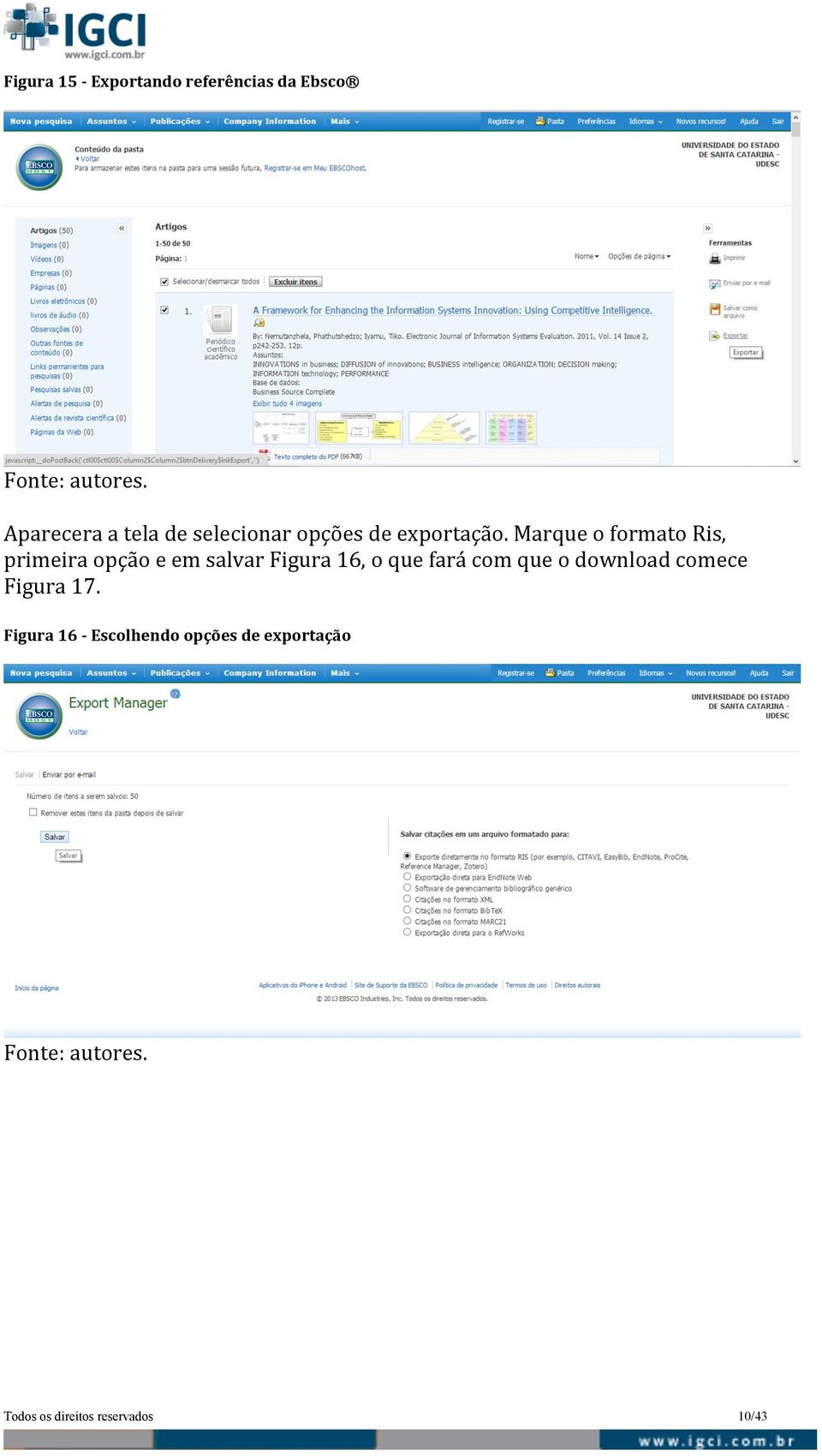 Marque o formato Ris, primeira opção e em salvar Figura 16, o que fará