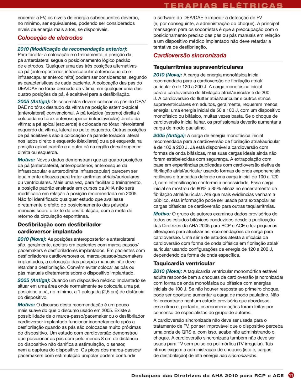 Qualquer uma das três posições alternativas da pá (anteroposterior, infraescapular anteroesquerda e infraescapular anterodireita) podem ser consideradas, segundo as características de cada paciente.