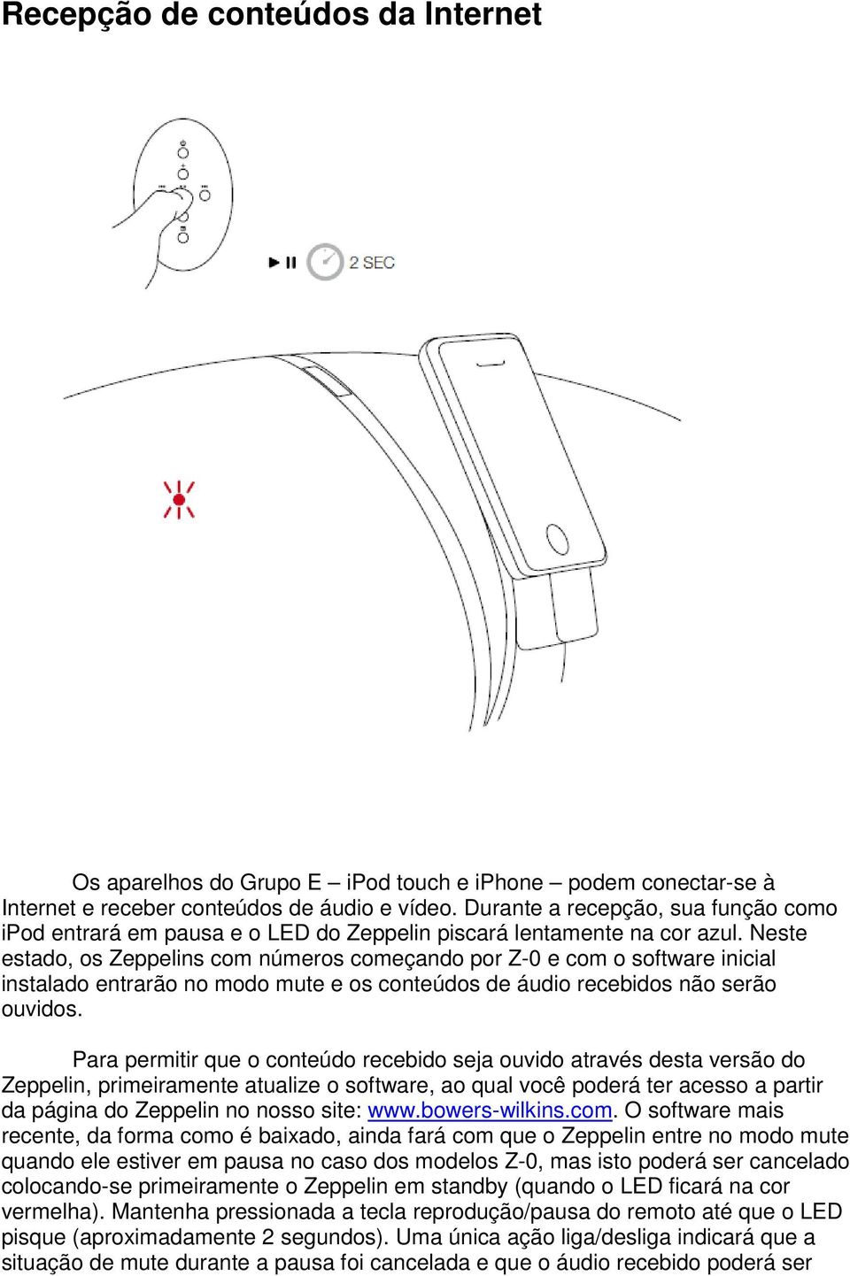 Neste estado, os Zeppelins com números começando por Z-0 e com o software inicial instalado entrarão no modo mute e os conteúdos de áudio recebidos não serão ouvidos.