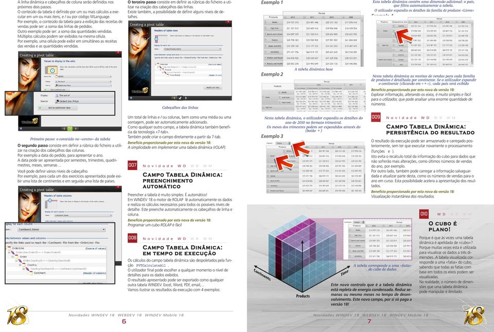 Múltiplos cálculos podem ser exibidos na mesma célula. Por exemplo, uma célula pode exibir em simultâneo as receitas das vendas e as quantidades vendidas.