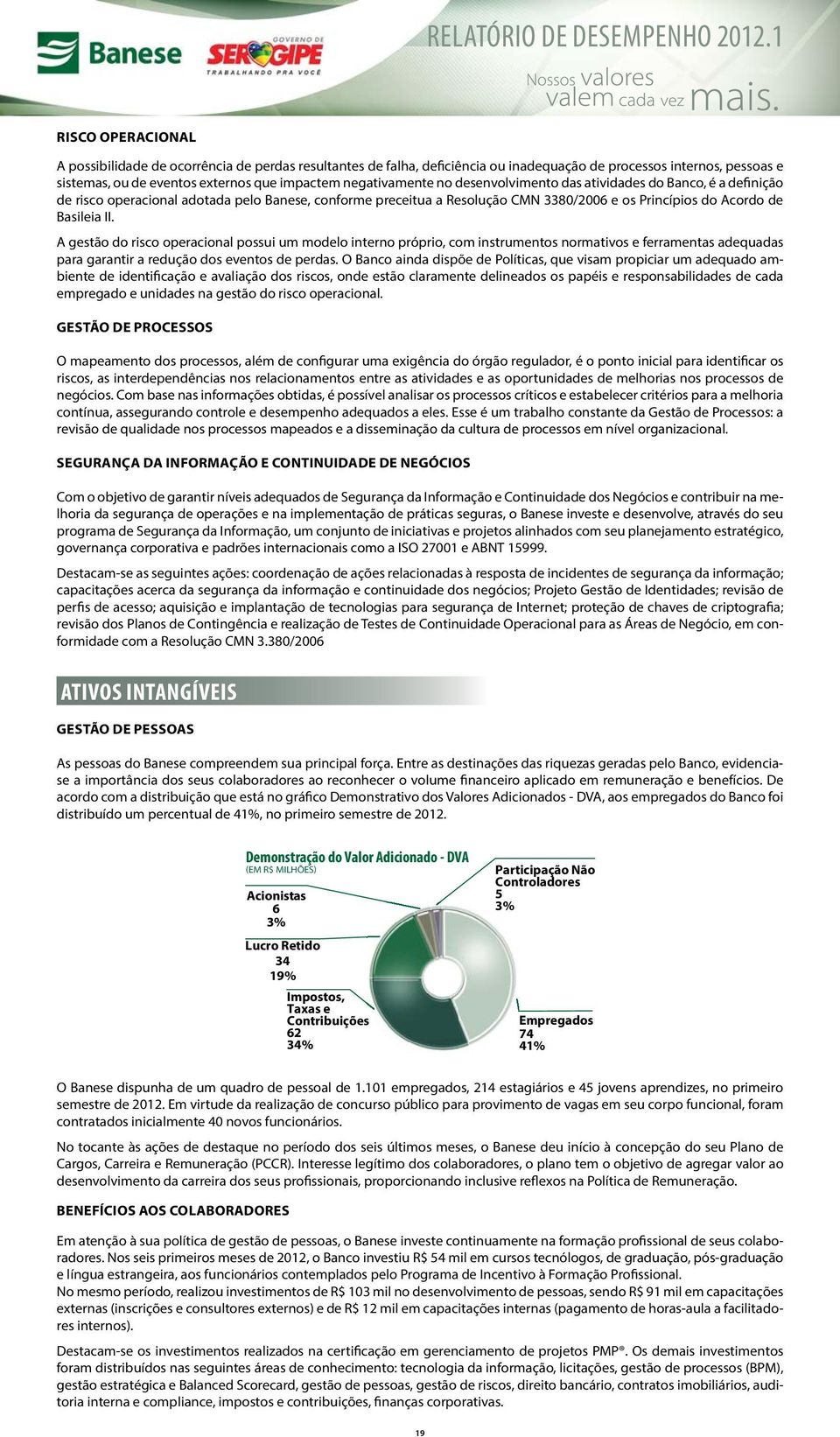 negativamente no desenvolvimento das atividades do Banco, é a definição de risco operacional adotada pelo Banese, conforme preceitua a Resolução CMN 3380/2006 e os Princípios do Acordo de Basileia II.