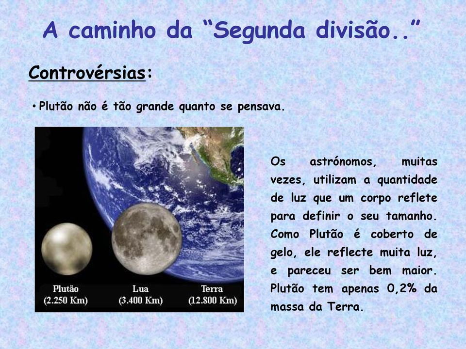 Os astrónomos, muitas vezes, utilizam a quantidade de luz que um corpo reflete